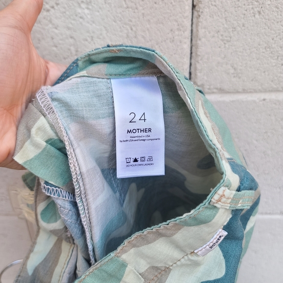 MOTHER | The Shaker Camo Chop Crop Cropped Linen Blend Pants Green Camo Size 24 - Picture 11 of 12